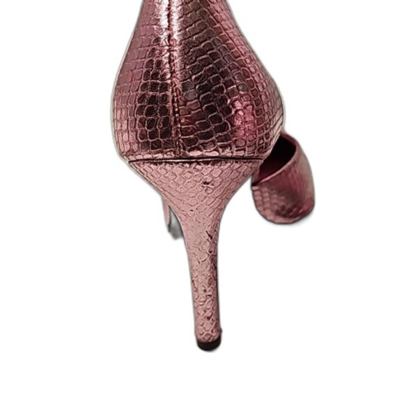 Heels by Aldo Snake Skin Style Leather Pointed Toe Pink Chromatic Size 39=8.5 US - Picture 6 of 11